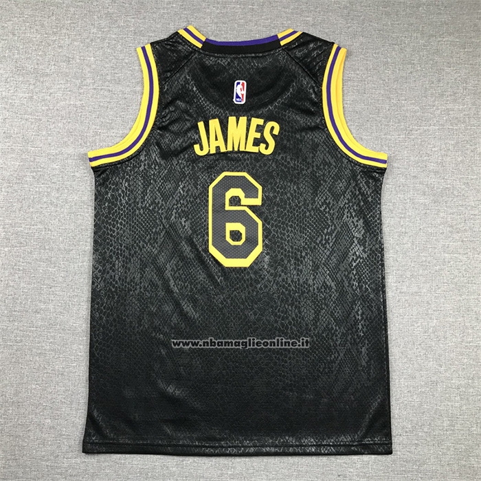 Maglia Bambino Los Angeles Lakers LeBron James #6 Mamba 2021-22 Nero